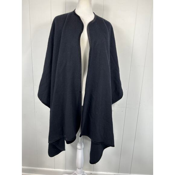 Nordstrom Vintage Women's 100% Cashmere Open Cape Cardigan In Black - Picture 1 of 5